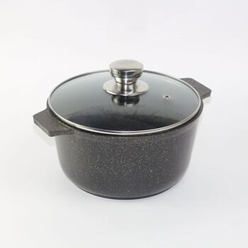 Кастрюля 5 литров АП «Granit Perfection black gold», со стеклянной крышкой